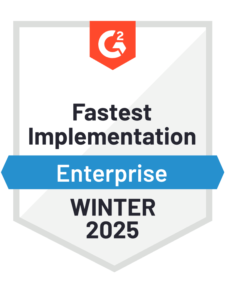 G2 fastest implementation enterprise winter 2025 badge