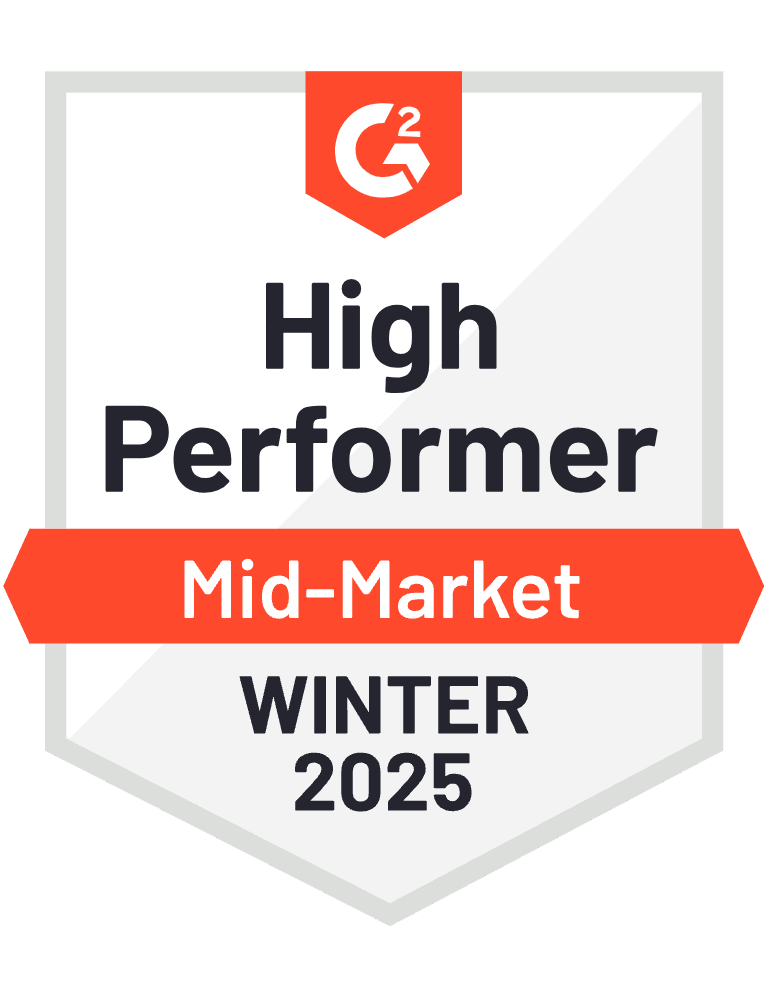 G2 high performer mid-market winter 2025 badge