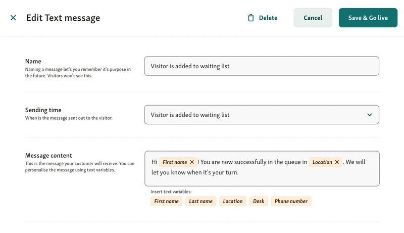 Edit and personalize automated text message